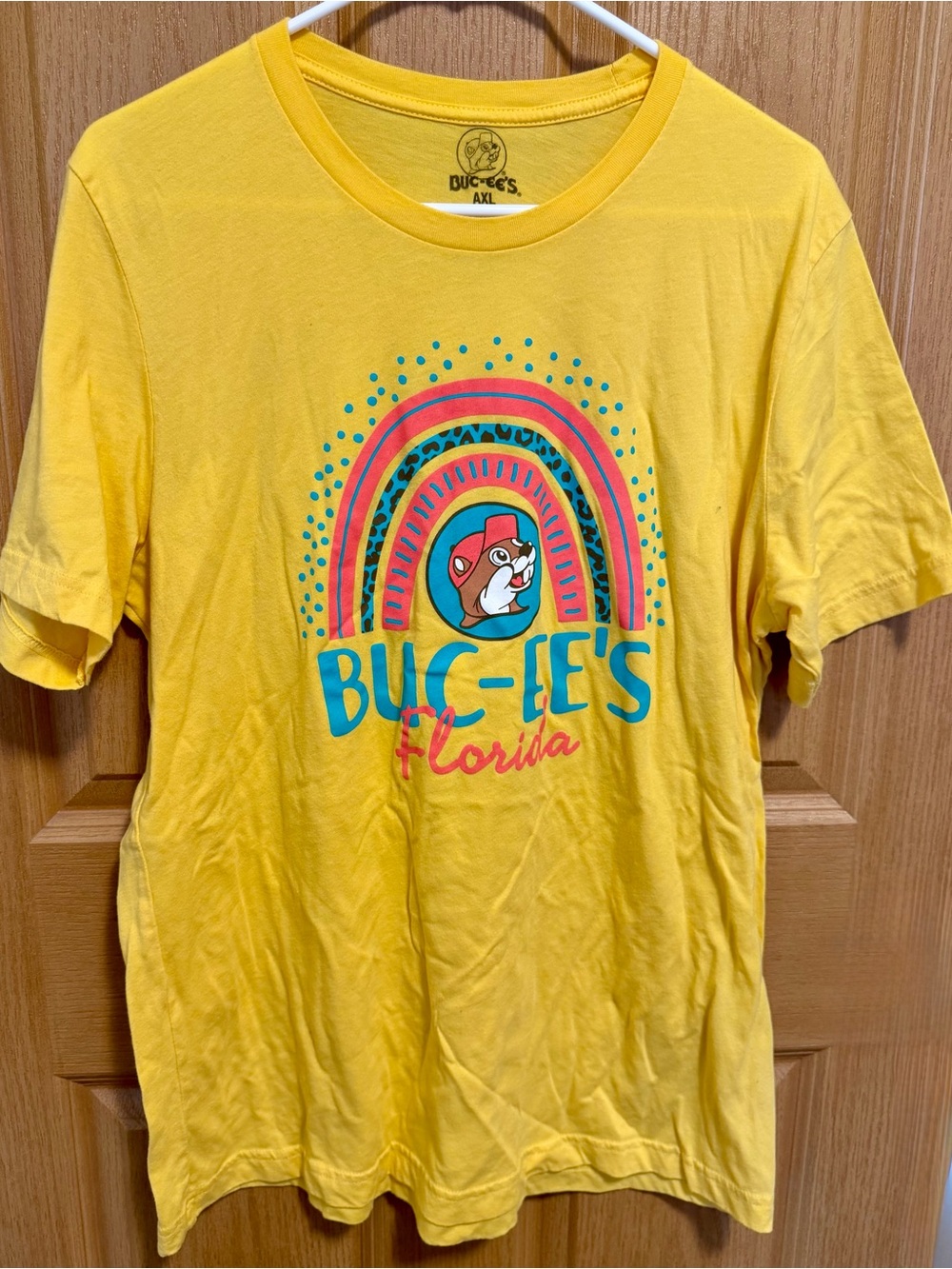 Buc-ee's Women's Short Sleeve Florida Rainbow Graphic Tee - Yellow